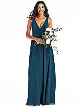 Alt View 2 Thumbnail - Atlantic Blue Deep V-Neck Chiffon Maxi Dress