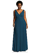 Alt View 3 Thumbnail - Atlantic Blue Deep V-Neck Chiffon Maxi Dress