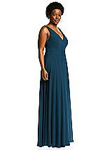 Alt View 4 Thumbnail - Atlantic Blue Deep V-Neck Chiffon Maxi Dress