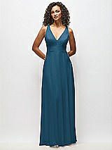 Alt View 6 Thumbnail - Atlantic Blue Deep V-Neck Chiffon Maxi Dress