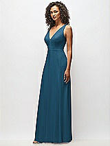Alt View 7 Thumbnail - Atlantic Blue Deep V-Neck Chiffon Maxi Dress