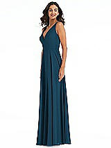 Side View Thumbnail - Atlantic Blue Deep V-Neck Chiffon Maxi Dress