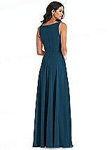 Rear View Thumbnail - Atlantic Blue Deep V-Neck Chiffon Maxi Dress