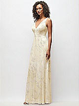 Side View Thumbnail - Butter Yellow Floral Deep V-Neck Chiffon Maxi Dress
