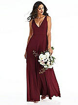 Alt View 1 Thumbnail - Cabernet Deep V-Neck Chiffon Maxi Dress