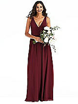 Alt View 2 Thumbnail - Cabernet Deep V-Neck Chiffon Maxi Dress
