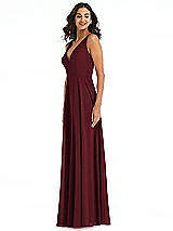 Side View Thumbnail - Cabernet Deep V-Neck Chiffon Maxi Dress