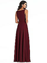 Rear View Thumbnail - Cabernet Deep V-Neck Chiffon Maxi Dress