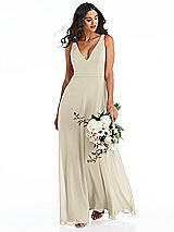 Alt View 1 Thumbnail - Champagne Deep V-Neck Chiffon Maxi Dress