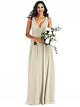 Alt View 2 Thumbnail - Champagne Deep V-Neck Chiffon Maxi Dress
