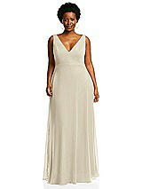 Alt View 3 Thumbnail - Champagne Deep V-Neck Chiffon Maxi Dress
