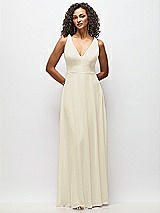 Alt View 6 Thumbnail - Champagne Deep V-Neck Chiffon Maxi Dress