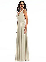 Side View Thumbnail - Champagne Deep V-Neck Chiffon Maxi Dress