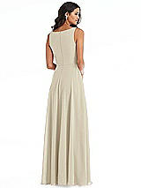 Rear View Thumbnail - Champagne Deep V-Neck Chiffon Maxi Dress