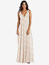 Alt View 3 Thumbnail - Coquette Floral Print Deep V-Neck Chiffon Maxi Dress