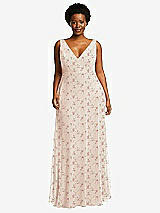 Front View Thumbnail - Coquette Floral Print Deep V-Neck Chiffon Maxi Dress