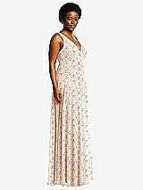 Side View Thumbnail - Coquette Floral Print Deep V-Neck Chiffon Maxi Dress