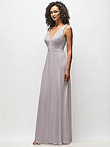 Alt View 7 Thumbnail - Cashmere Gray Deep V-Neck Chiffon Maxi Dress