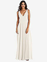 Alt View 3 Thumbnail - Ivory Deep V-Neck Chiffon Maxi Dress