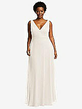 Front View Thumbnail - Ivory Deep V-Neck Chiffon Maxi Dress