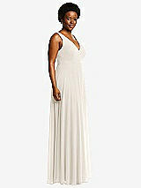 Side View Thumbnail - Ivory Deep V-Neck Chiffon Maxi Dress