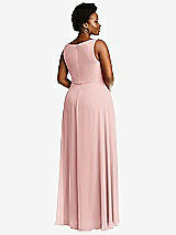 Rear View Thumbnail - Rose Deep V-Neck Chiffon Maxi Dress