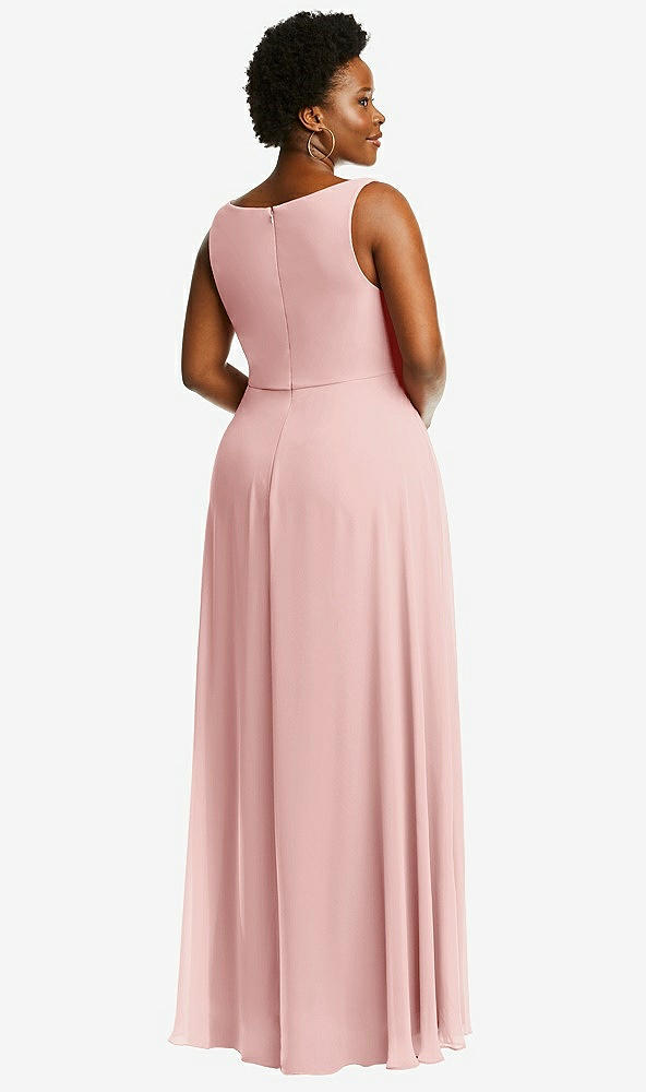 Back View - Rose Deep V-Neck Chiffon Maxi Dress