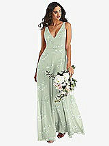 Alt View 1 Thumbnail - Vintage Primrose Sage Deep V-Neck Chiffon Maxi Dress