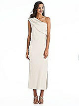 Alt View 1 Thumbnail - Ivory Draped One-Shoulder Convertible Midi Slip Dress