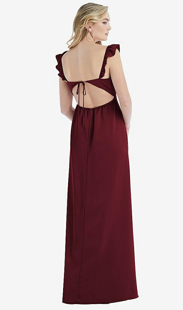 Back View - Cabernet Ruffled Sleeve Tie-Back Maxi Dress