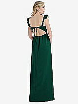 Rear View Thumbnail - Hunter Green Ruffled Sleeve Tie-Back Maxi Dress