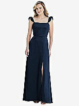 Front View Thumbnail - Midnight Navy Ruffled Sleeve Tie-Back Maxi Dress