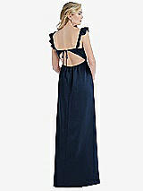 Rear View Thumbnail - Midnight Navy Ruffled Sleeve Tie-Back Maxi Dress