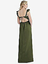 Rear View Thumbnail - Olive Green Ruffled Sleeve Tie-Back Maxi Dress