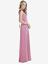Side View Thumbnail - Powder Pink Ruffled Sleeve Tie-Back Maxi Dress