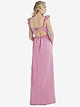 Rear View Thumbnail - Powder Pink Ruffled Sleeve Tie-Back Maxi Dress