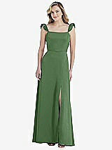 Front View Thumbnail - Vineyard Green Ruffled Sleeve Tie-Back Maxi Dress