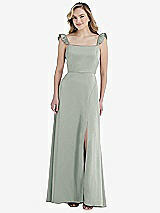 Front View Thumbnail - Willow Green Ruffled Sleeve Tie-Back Maxi Dress