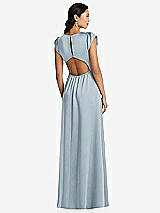 Rear View Thumbnail - Mist Shirred Cap Sleeve Maxi Dress with Keyhole Cutout Back