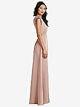 Side View Thumbnail - Toasted Sugar Shirred Cap Sleeve Maxi Dress with Keyhole Cutout Back