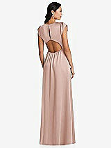 Rear View Thumbnail - Toasted Sugar Shirred Cap Sleeve Maxi Dress with Keyhole Cutout Back