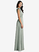 Side View Thumbnail - Willow Green Shirred Cap Sleeve Maxi Dress with Keyhole Cutout Back