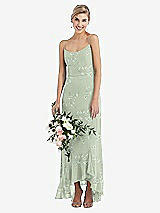 Alt View 1 Thumbnail - Vintage Primrose Sage Scoop Neck Ruffle-Trimmed High Low Maxi Dress