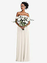 Alt View 2 Thumbnail - Ivory Off-the-Shoulder Ruffle Cuff Sleeve Chiffon Maxi Dress