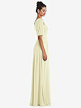 Side View Thumbnail - Butter Yellow Bow One-Shoulder Flounce Sleeve Maxi Dress