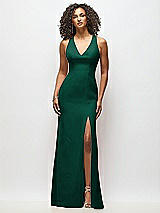 Alt View 1 Thumbnail - Hunter Green Criss-Cross Cutout Back Maxi Dress with Front Slit