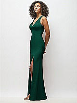 Alt View 2 Thumbnail - Hunter Green Criss-Cross Cutout Back Maxi Dress with Front Slit