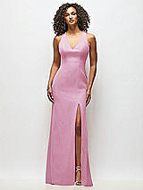 Alt View 1 Thumbnail - Powder Pink Criss-Cross Cutout Back Maxi Dress with Front Slit