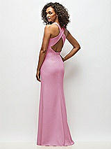 Alt View 3 Thumbnail - Powder Pink Criss-Cross Cutout Back Maxi Dress with Front Slit