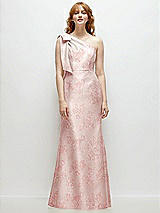 Alt View 4 Thumbnail - Bow And Blossom Print Bow One-Shoulder Floral Satin Trumpet Gown